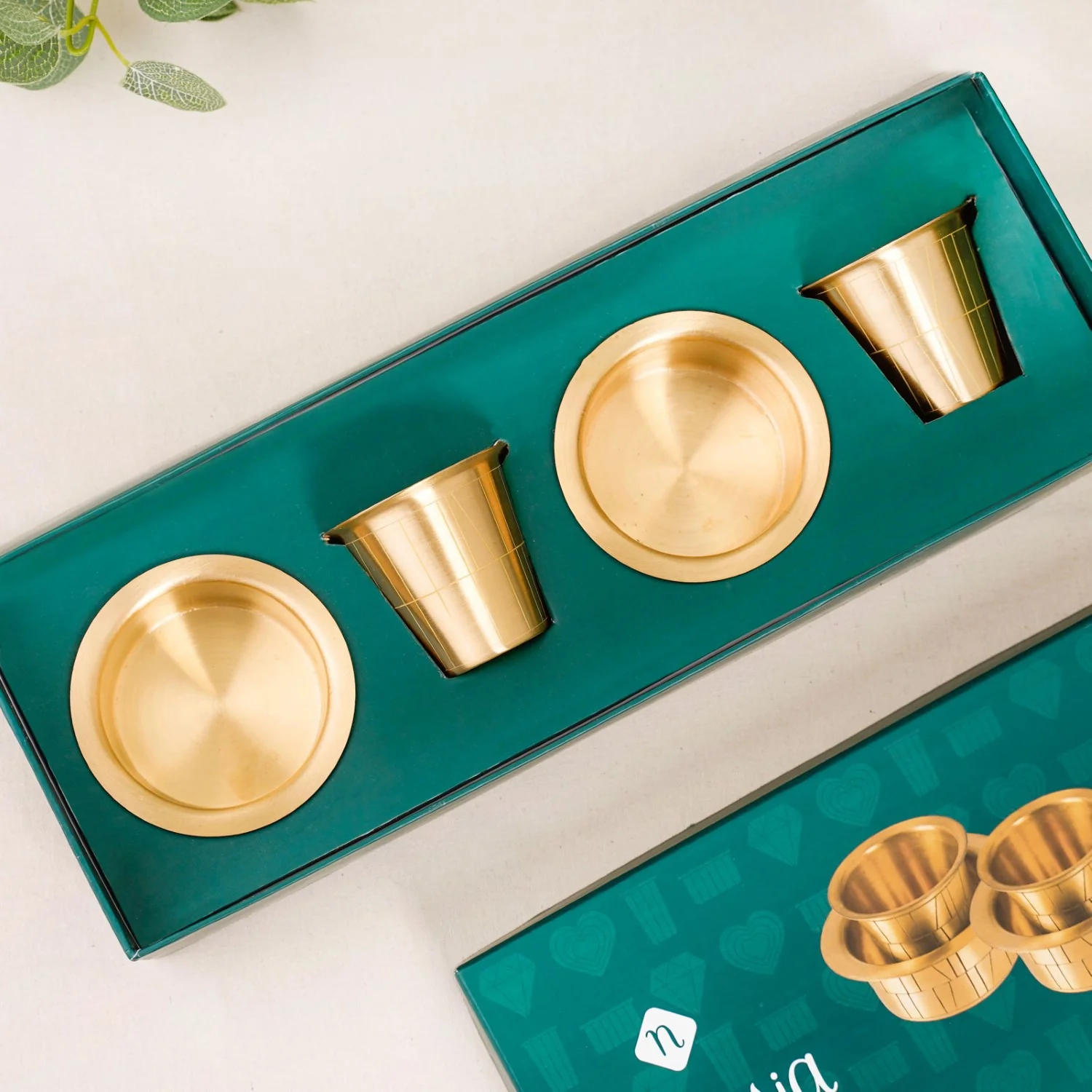 Pure Brass Filter Coffee Tumbler Davara Set For 2 People - Image 2