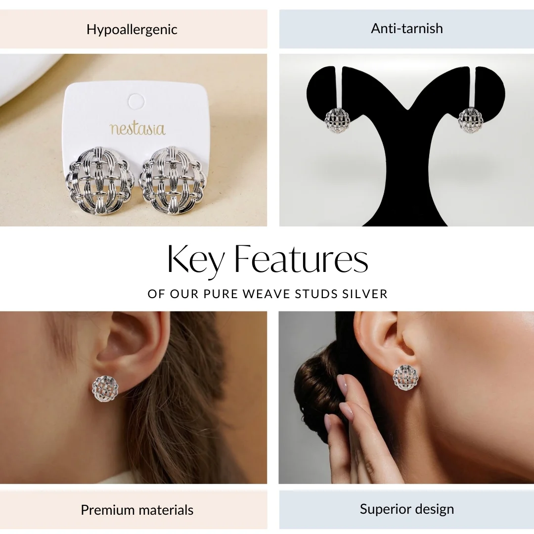 Pure Weave Studs Silver - Image 4