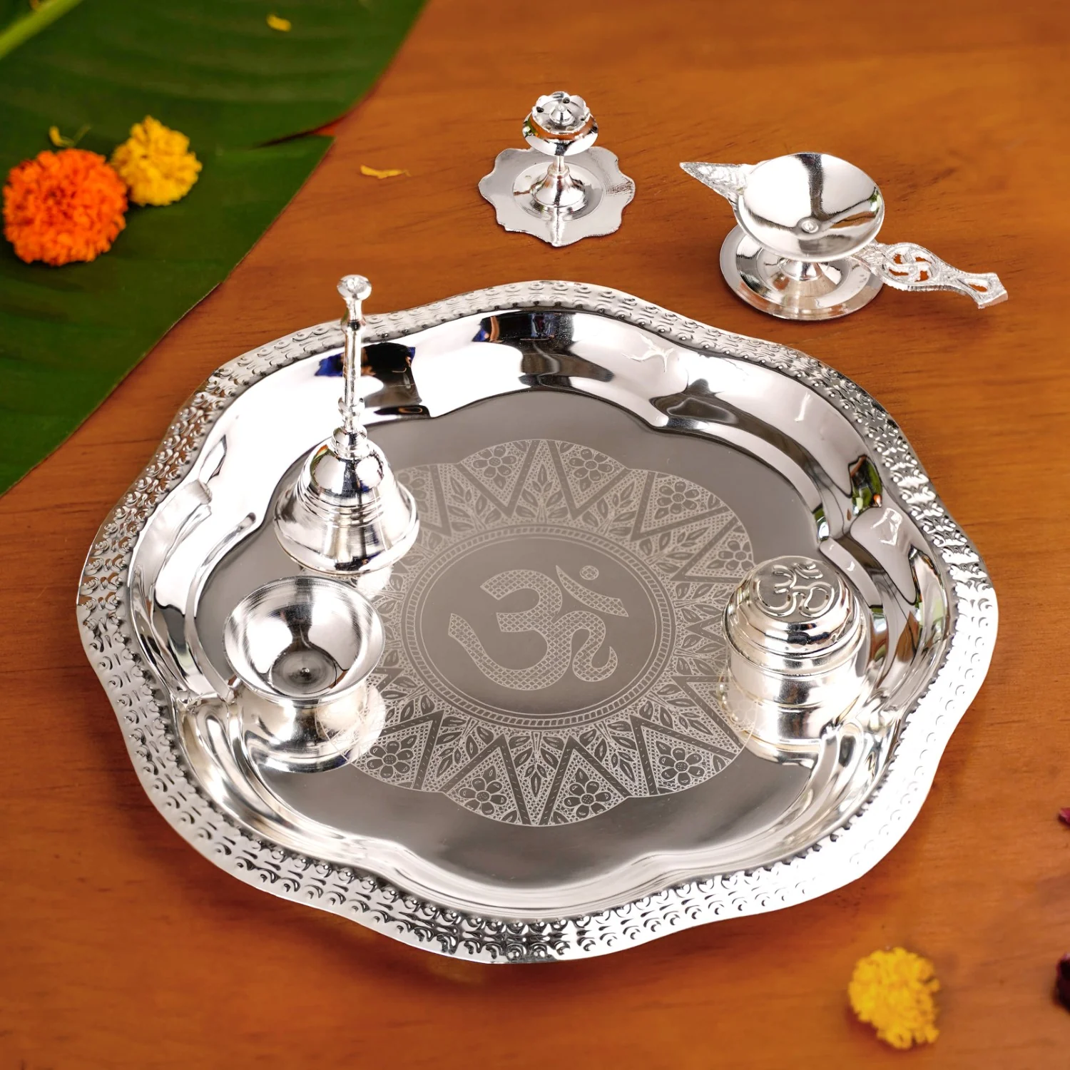 Pushpanjali Offering Pooja Thali Set Of 6 - Image 12