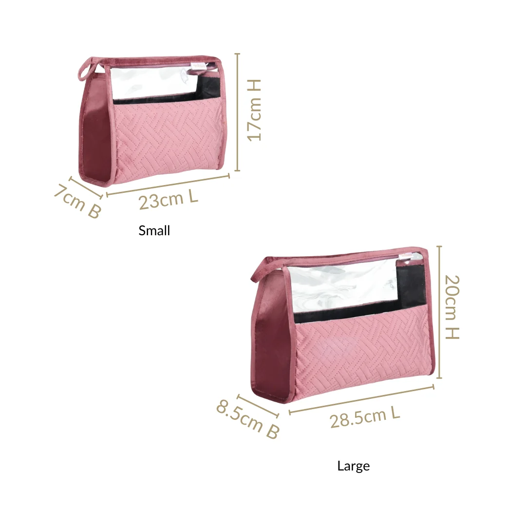 Quilted Travel Organisers Set Of 2 Old Rose Pink - Image 3