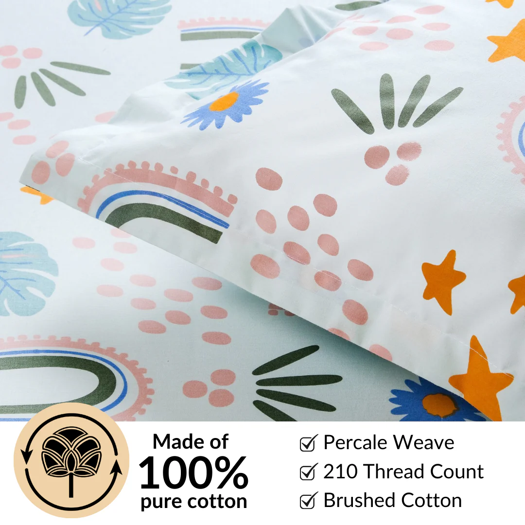 Rainbow Meadow Pure Cotton Queen Size Bedding Set 254x229cm - Image 6