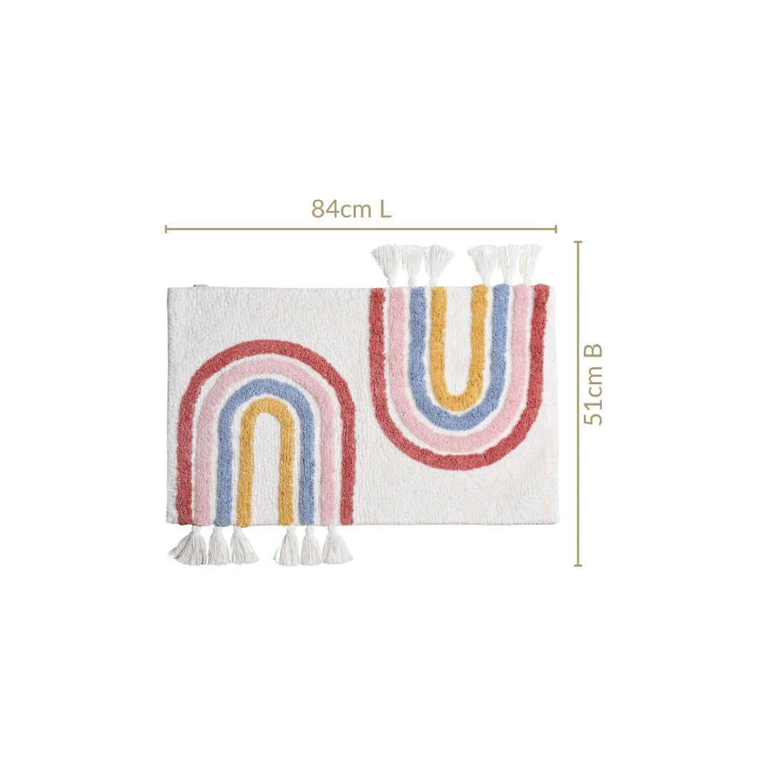 Rainbows With Tassels Cotton Anti Slip Floor Mat 84x51cm - Image 2