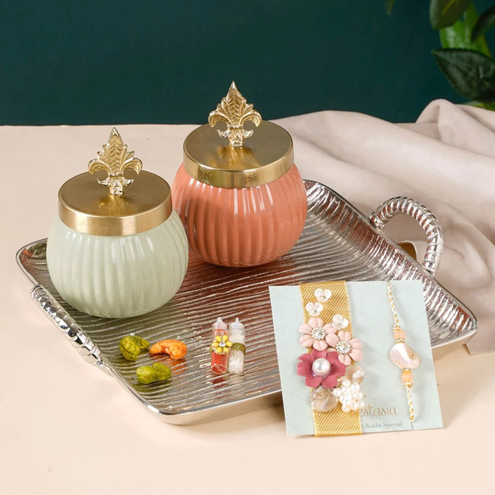 Rakhi Silver Tray Gift Hamper Set Of 8 - Image 10