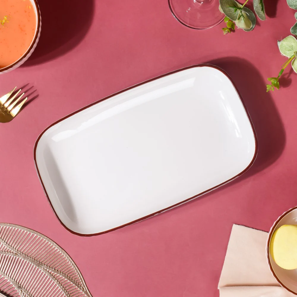 Dune Rectangle Serving Plate Pink 10 Inch - Image 2
