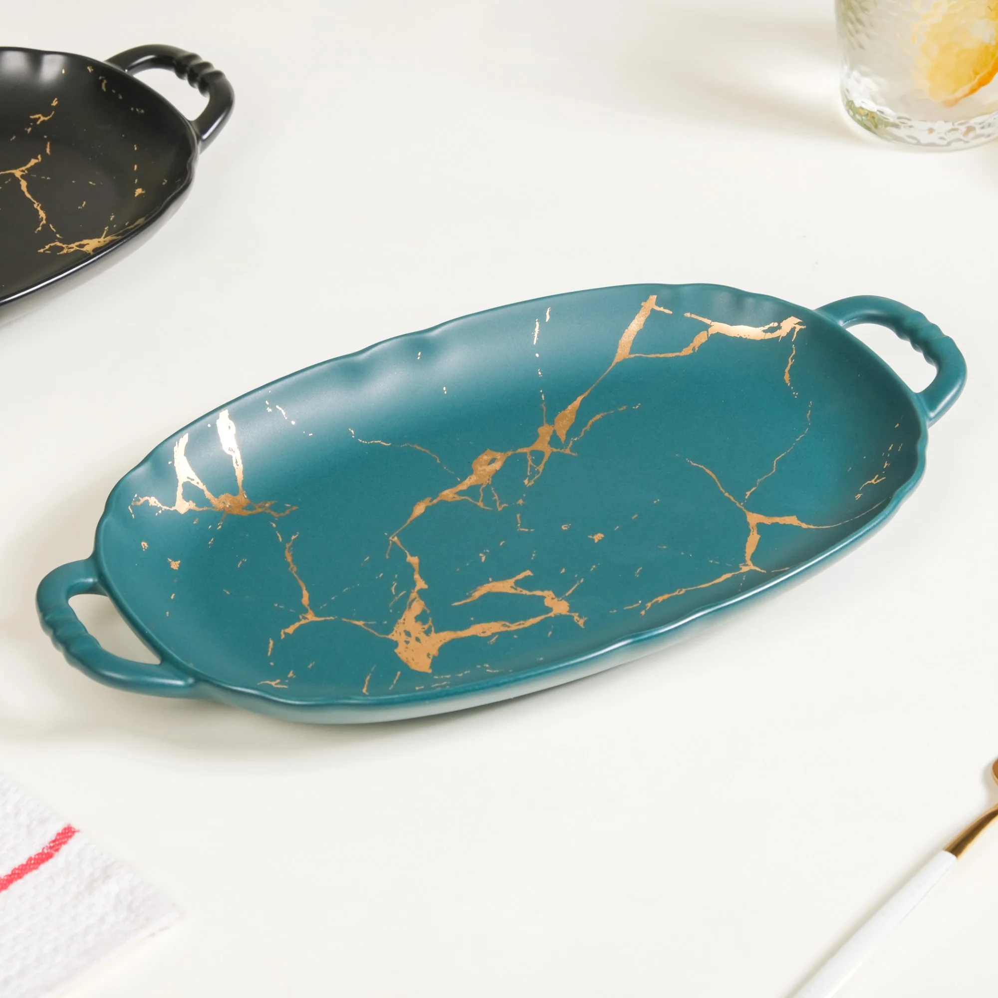 Rectangular Ceramic Serving Plate With Handle - Image 7