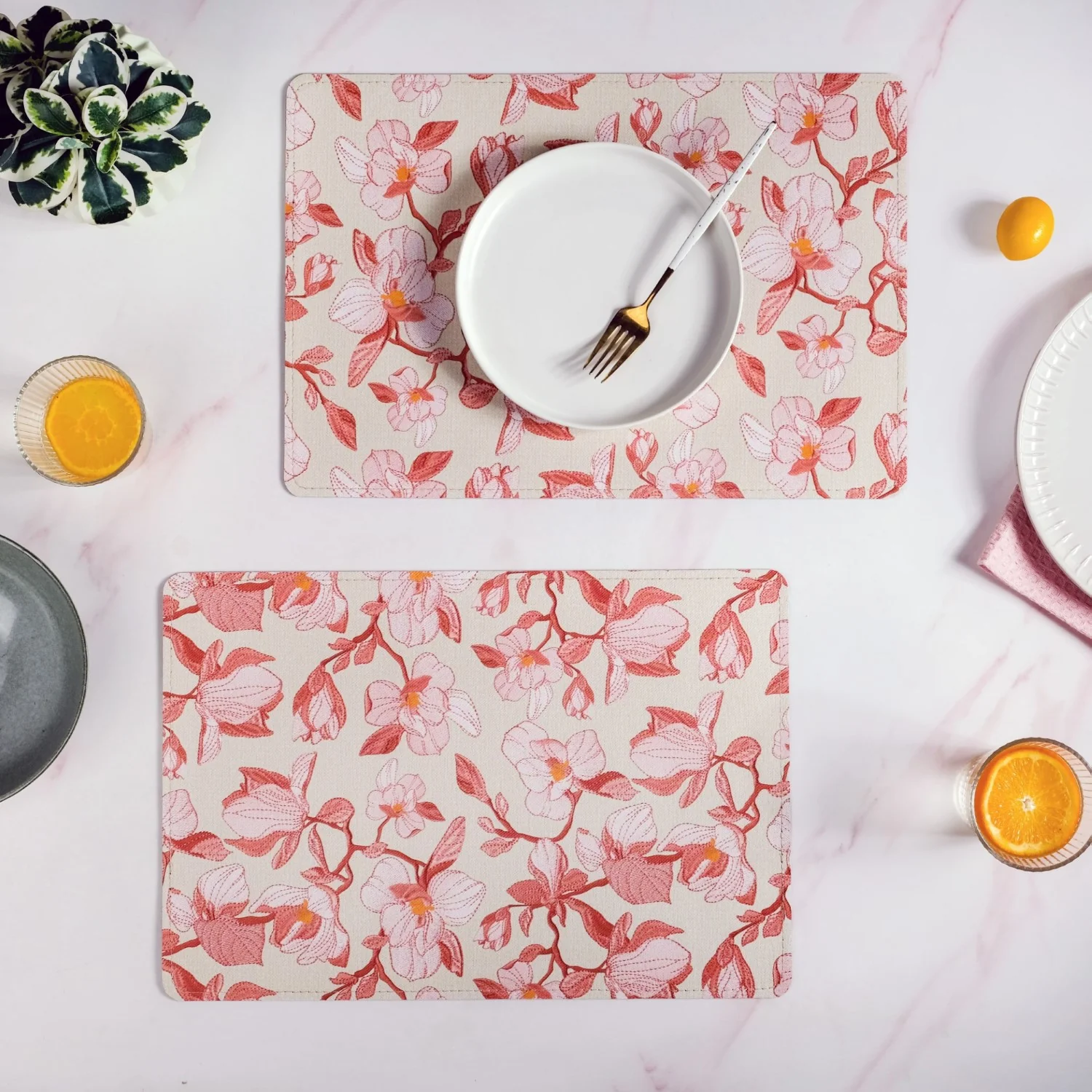 Rectangular Red Poppy Printed Placemats Set Of 6 - Image 7