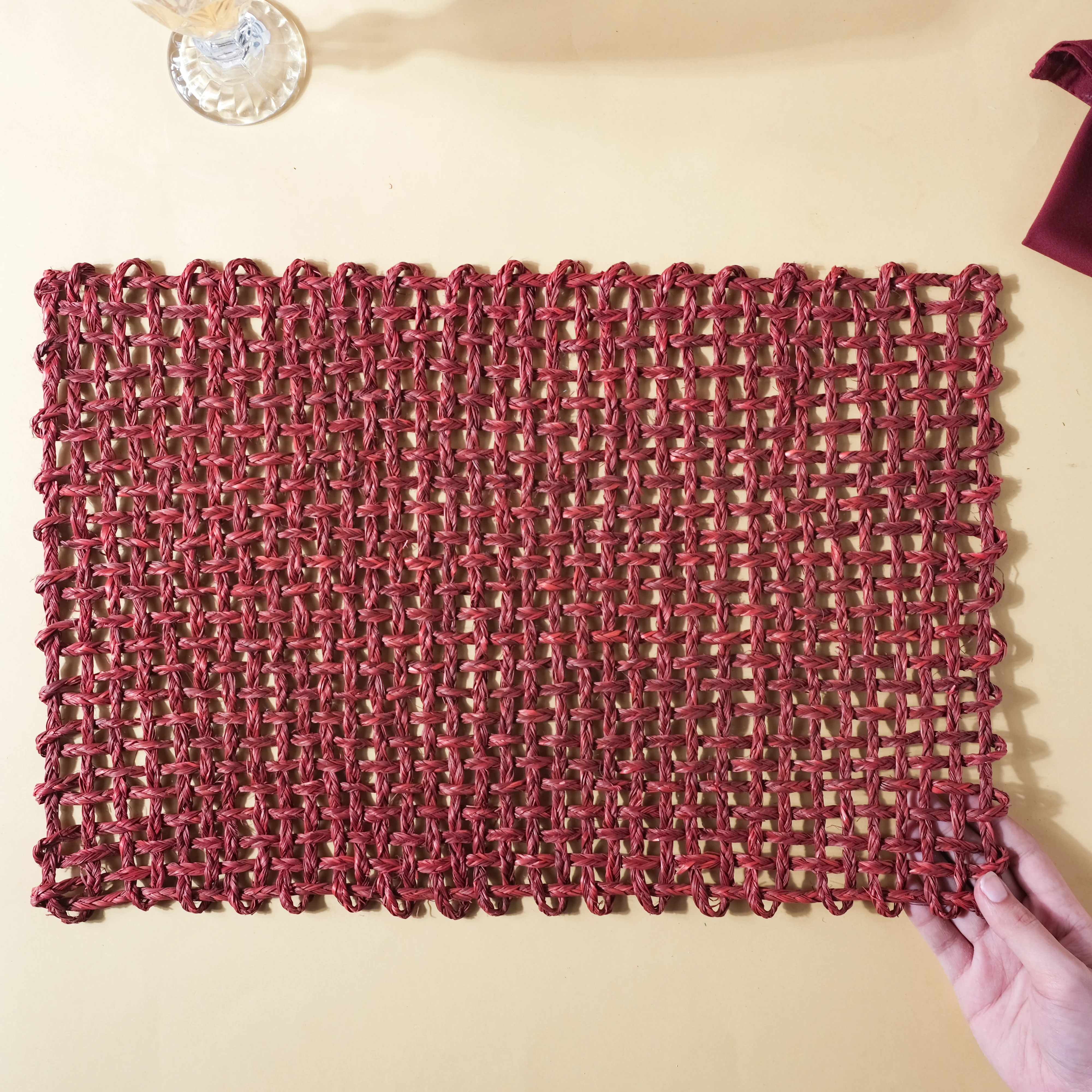 Rectangular Sabai Mat Red - Image 6