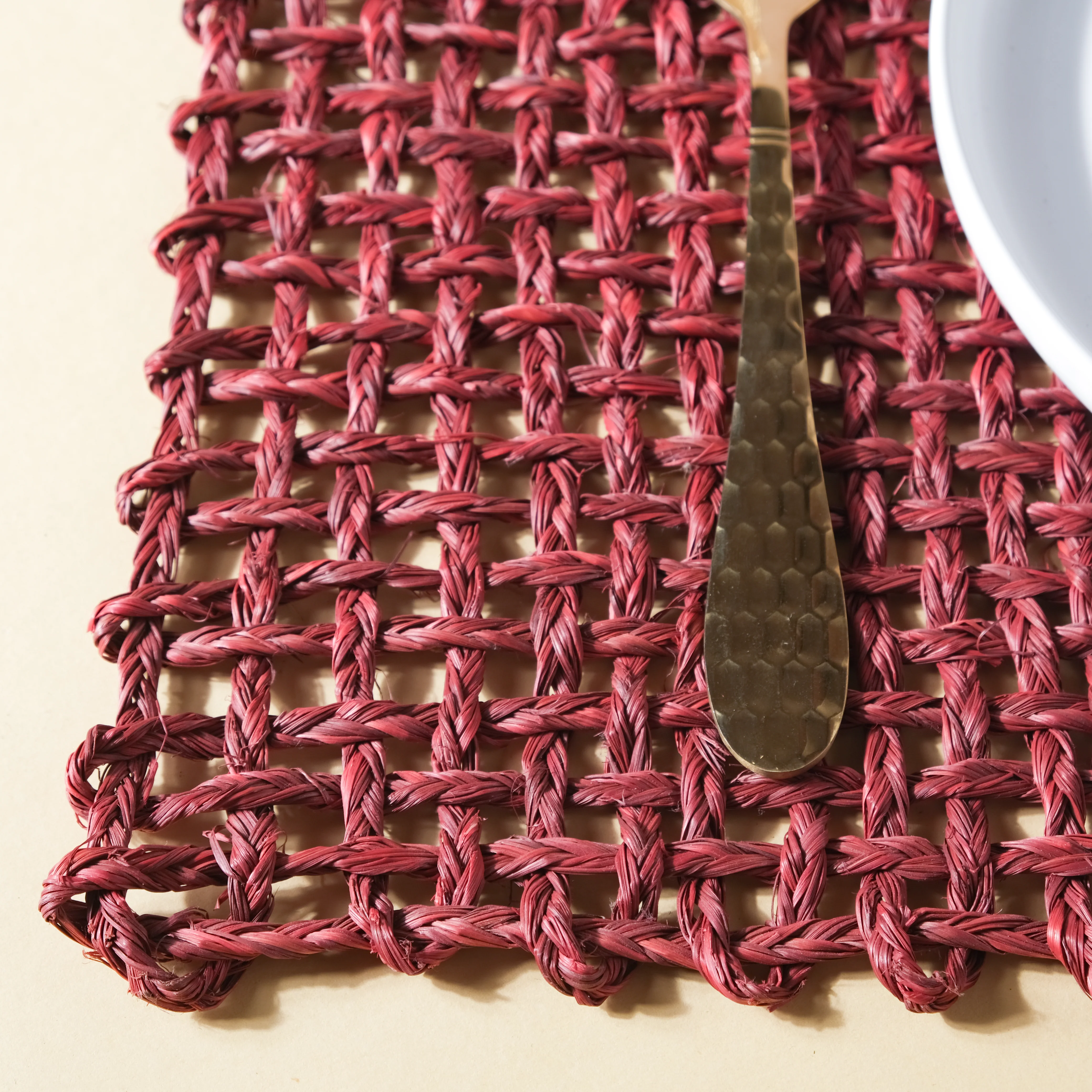 Rectangular Sabai Mat Red - Image 8