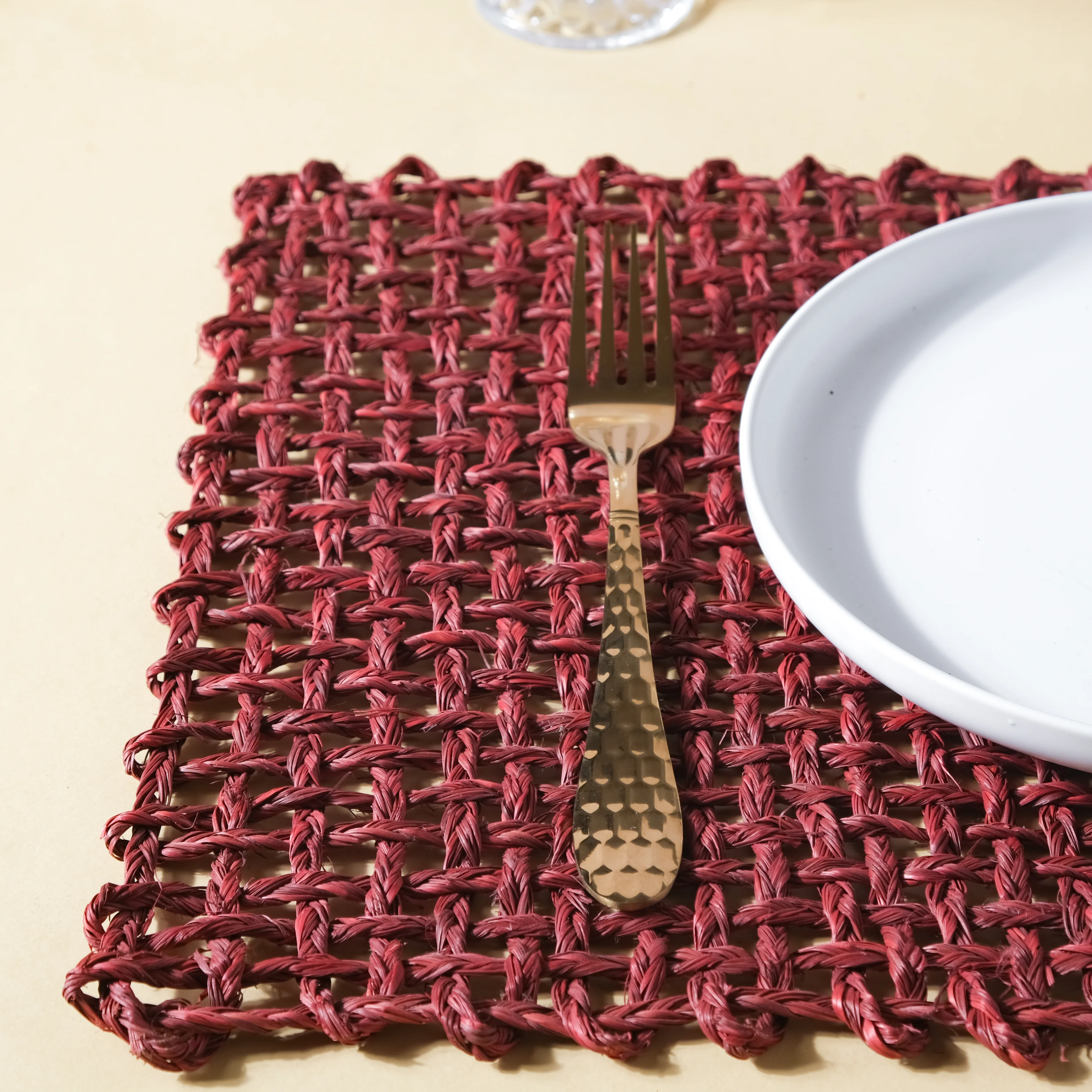 Rectangular Sabai Mat Red - Image 9