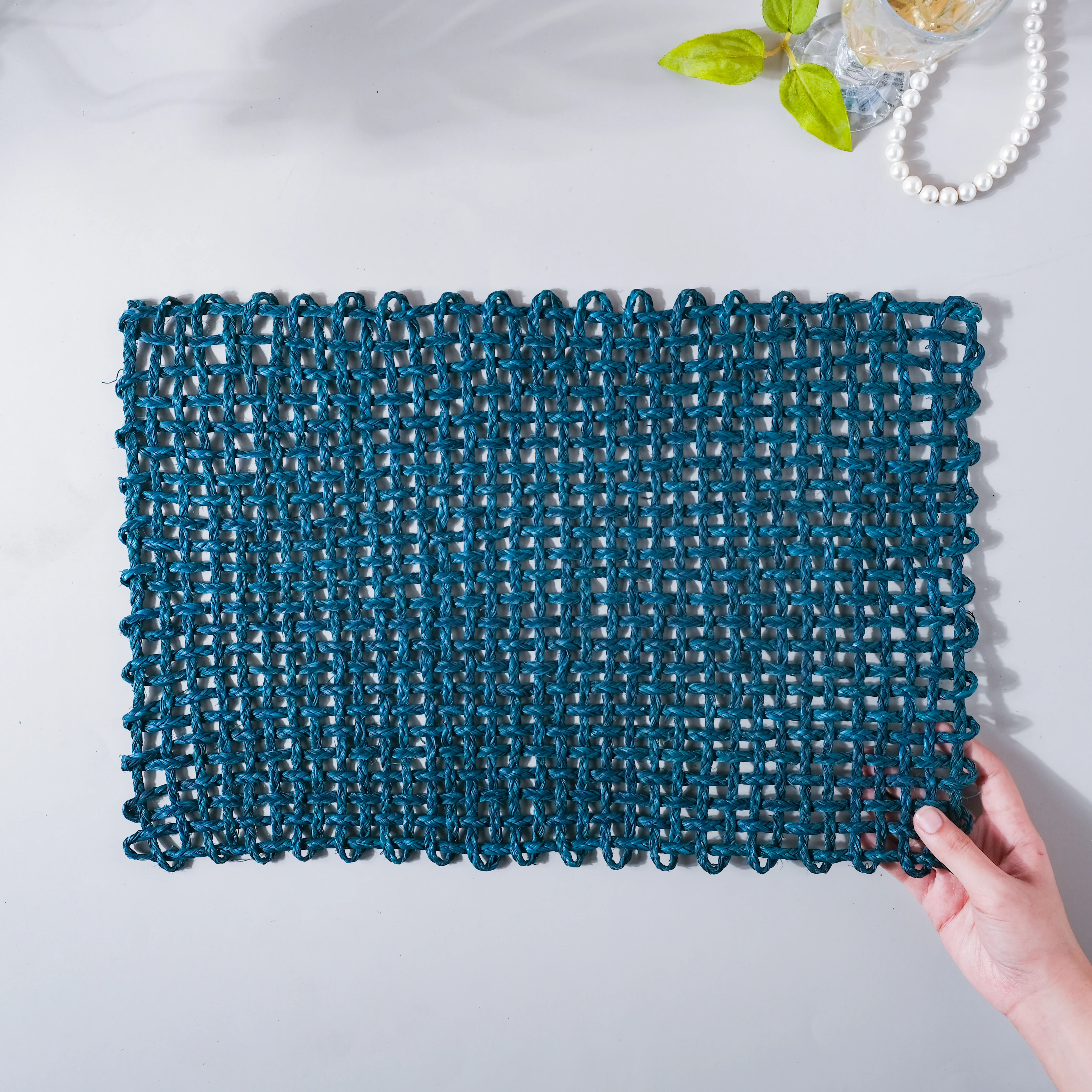 Rectangular Sabai Mat Sapphire Blue - Image 4