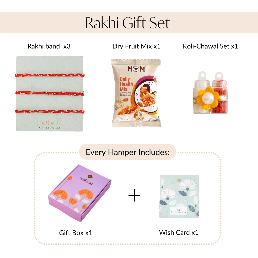Red and Golden Braided Rakhi Gift Set Of 3 - Image 4