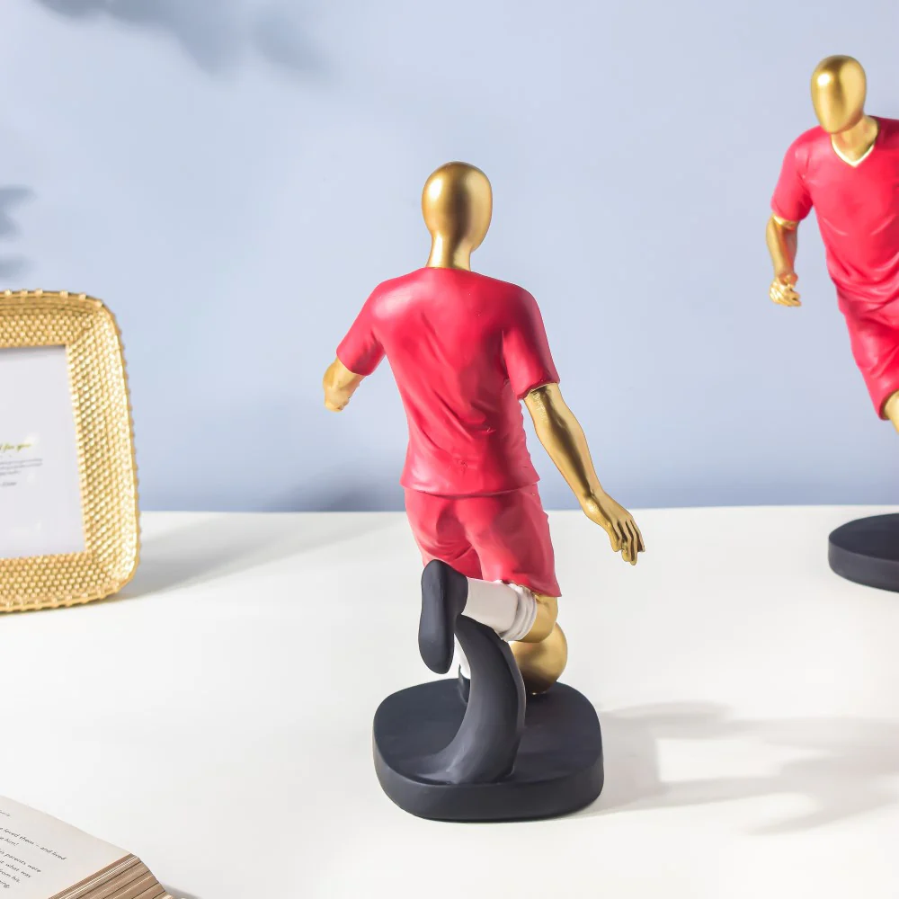 Red Jersey Kicking Footballer Decor Object 11 Inch - Image 5