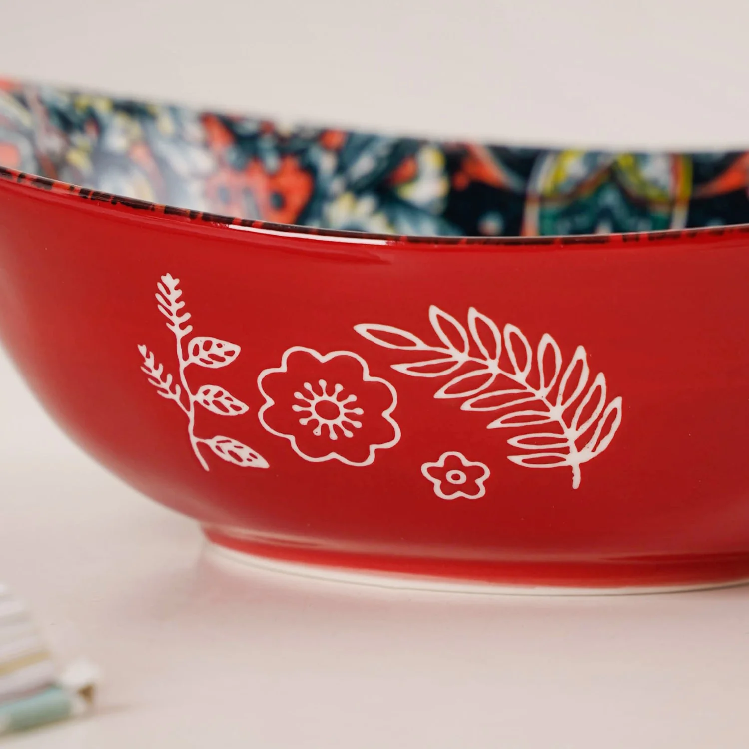 Red Mystic Mandala Ceramic Long Dish 400ml - Image 8