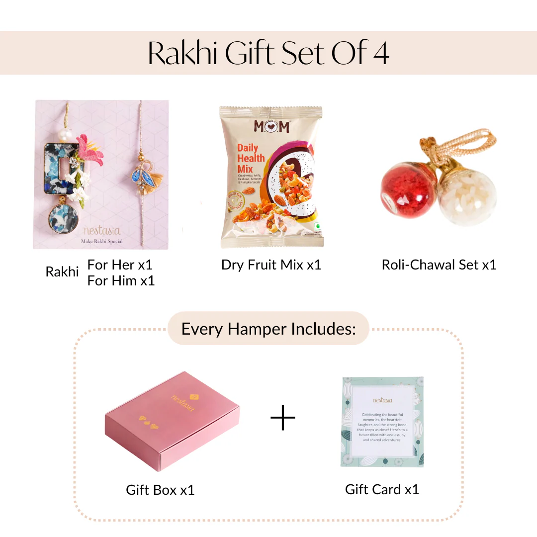 Regal Blue Rakhi Hamper For Couples Set Of 4 With Gift Box - Image 6