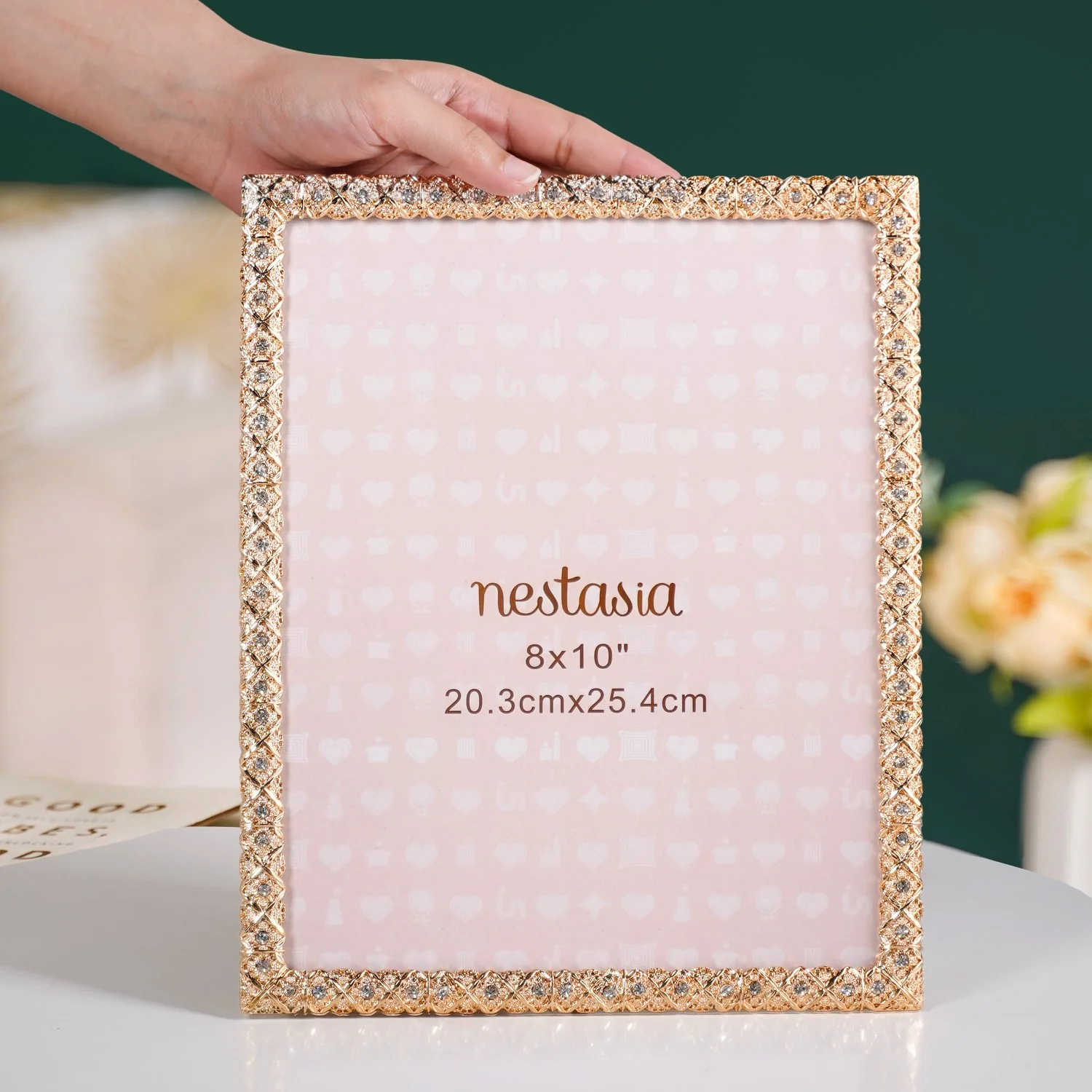 Regal Rhinestone Picture Frame Gold Extra Large 20x25cm - Image 3