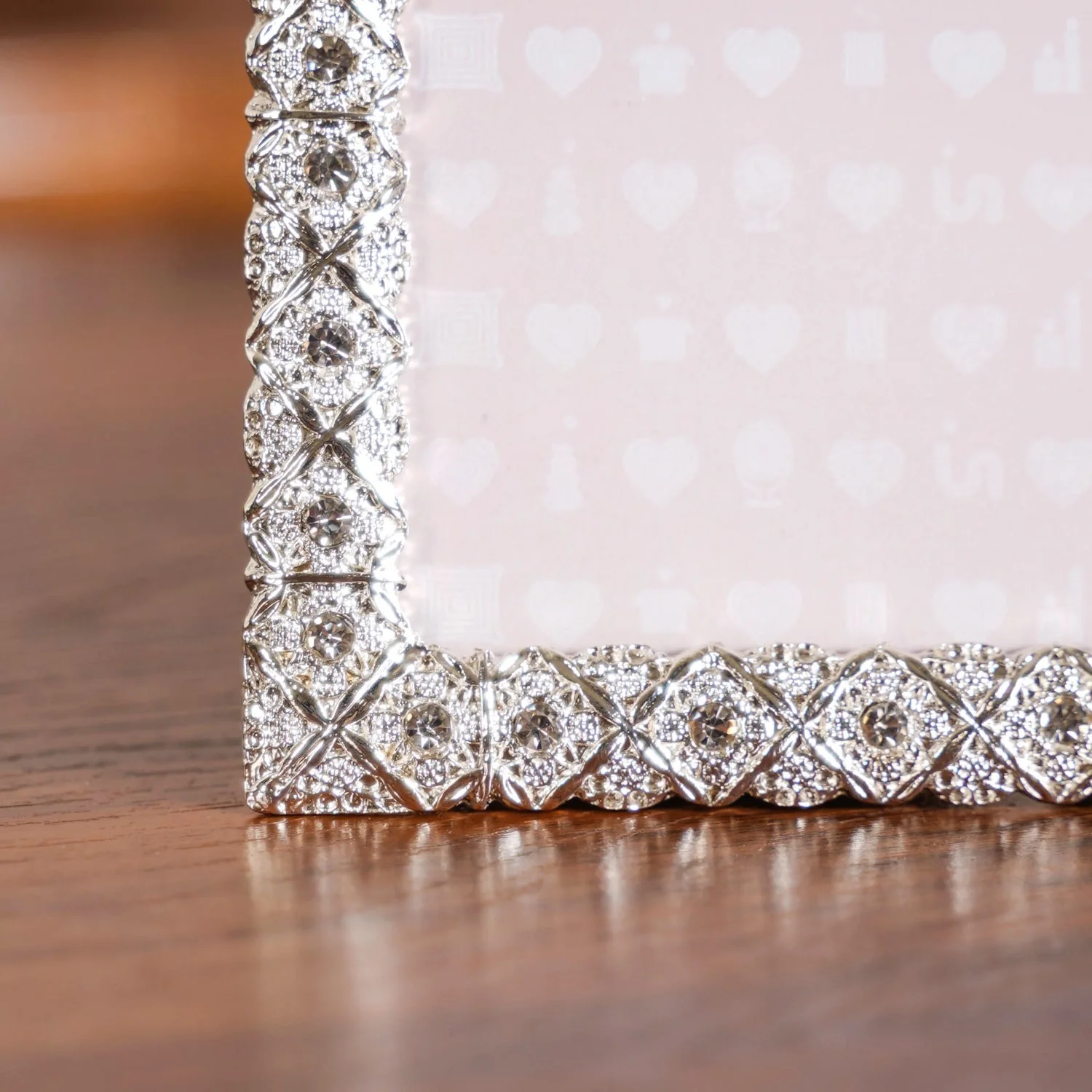 Regal Rhinestone Picture Frame Silver Small 10x15cm - Image 2