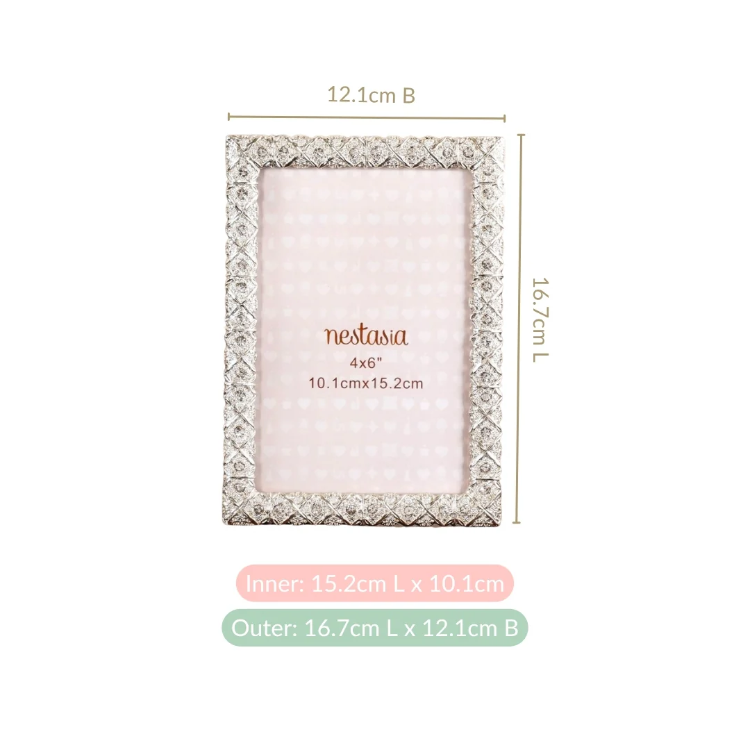 Regal Rhinestone Picture Frame Silver Small 10x15cm - Image 4
