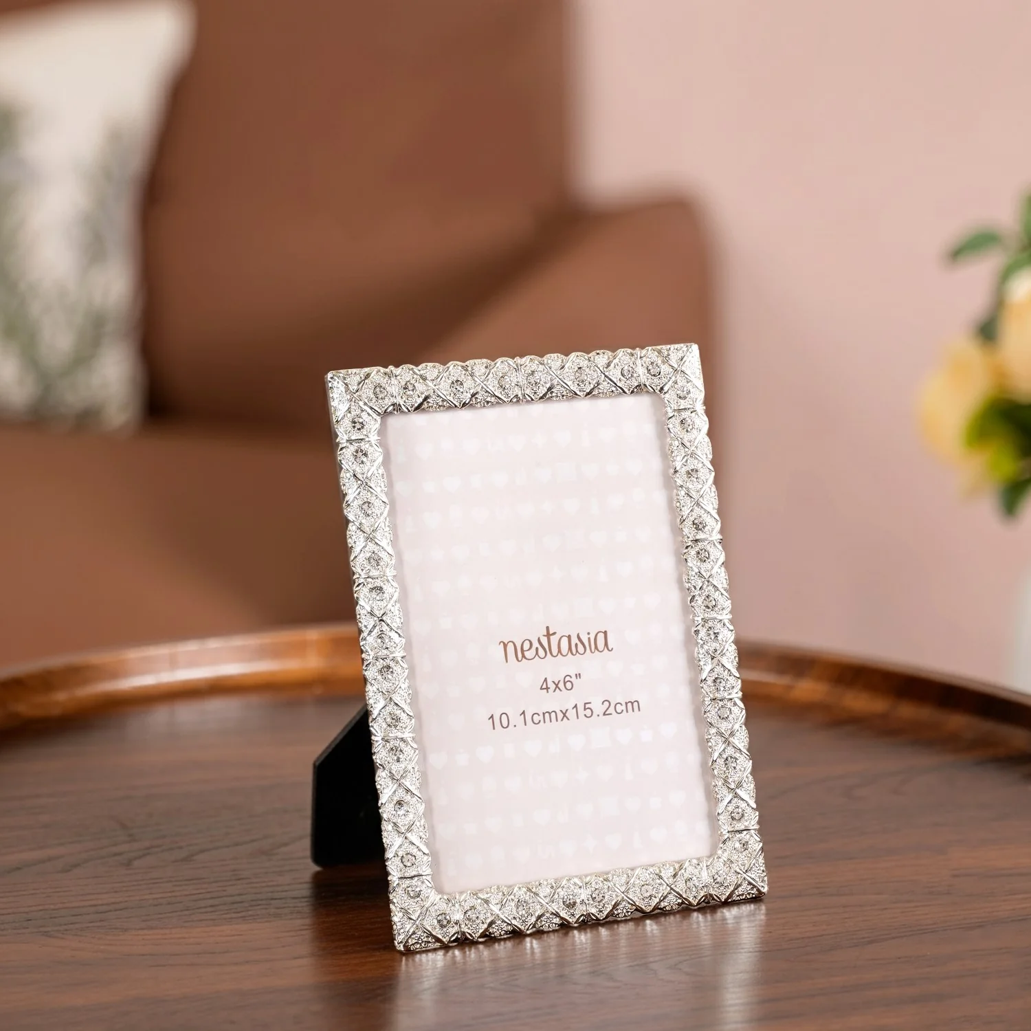 Regal Rhinestone Picture Frame Silver Small 10x15cm - Image 7