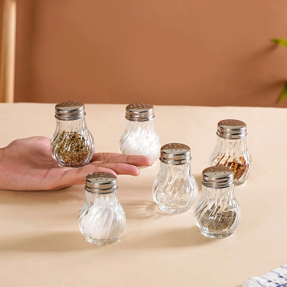 Restaurant Style Glass Salt Pepper Shakers Set Of 6 50ml - Image 2