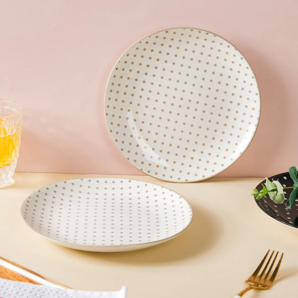 Retro White Ceramic Snack Plate 7.5 Inch Set Of 2