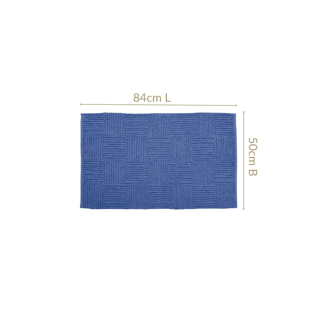 Reversible Tufted Cotton Floor Mat Navy Blue 84x50cm - Image 3