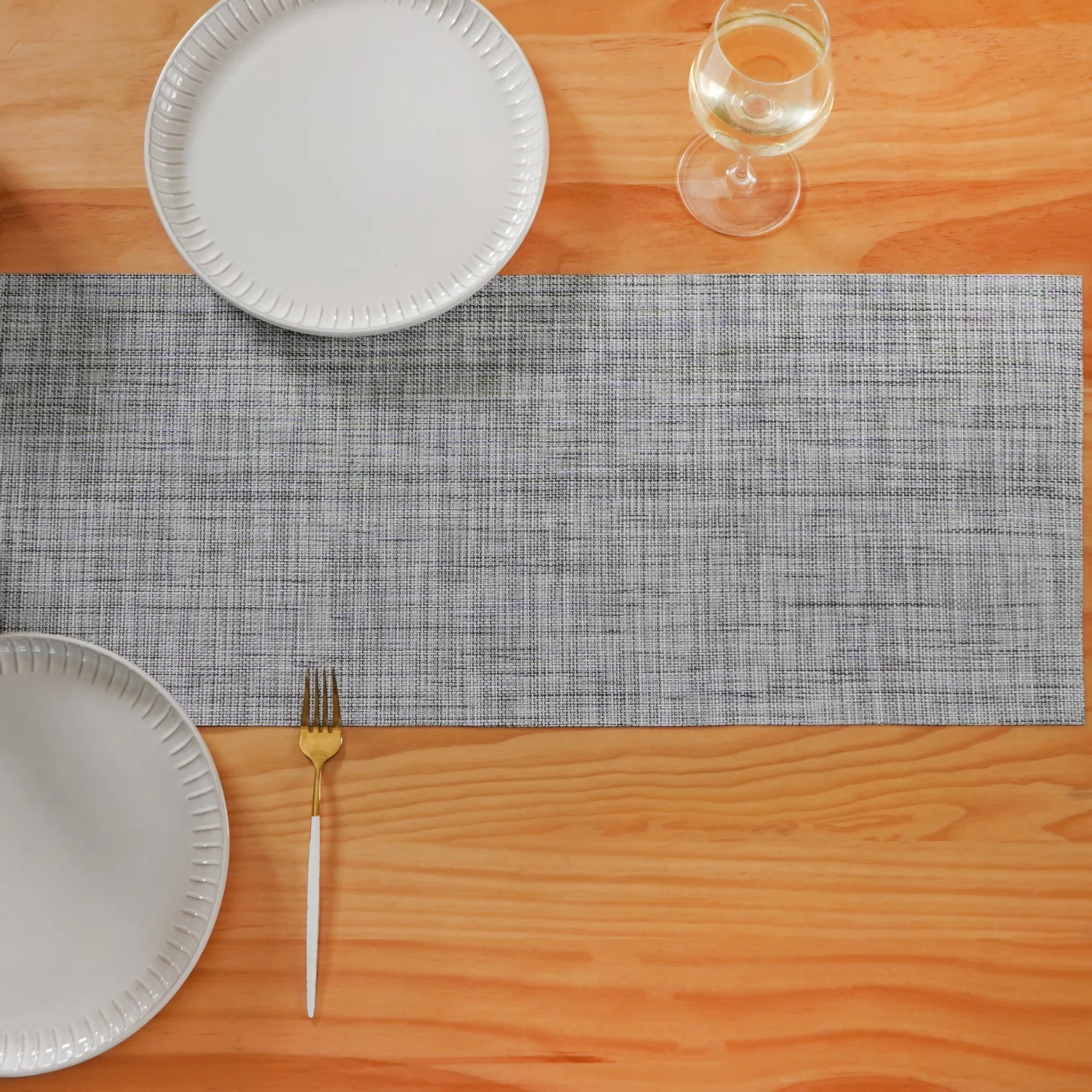 Reversible Washable Table Runner Grey 180x30cm - Image 2