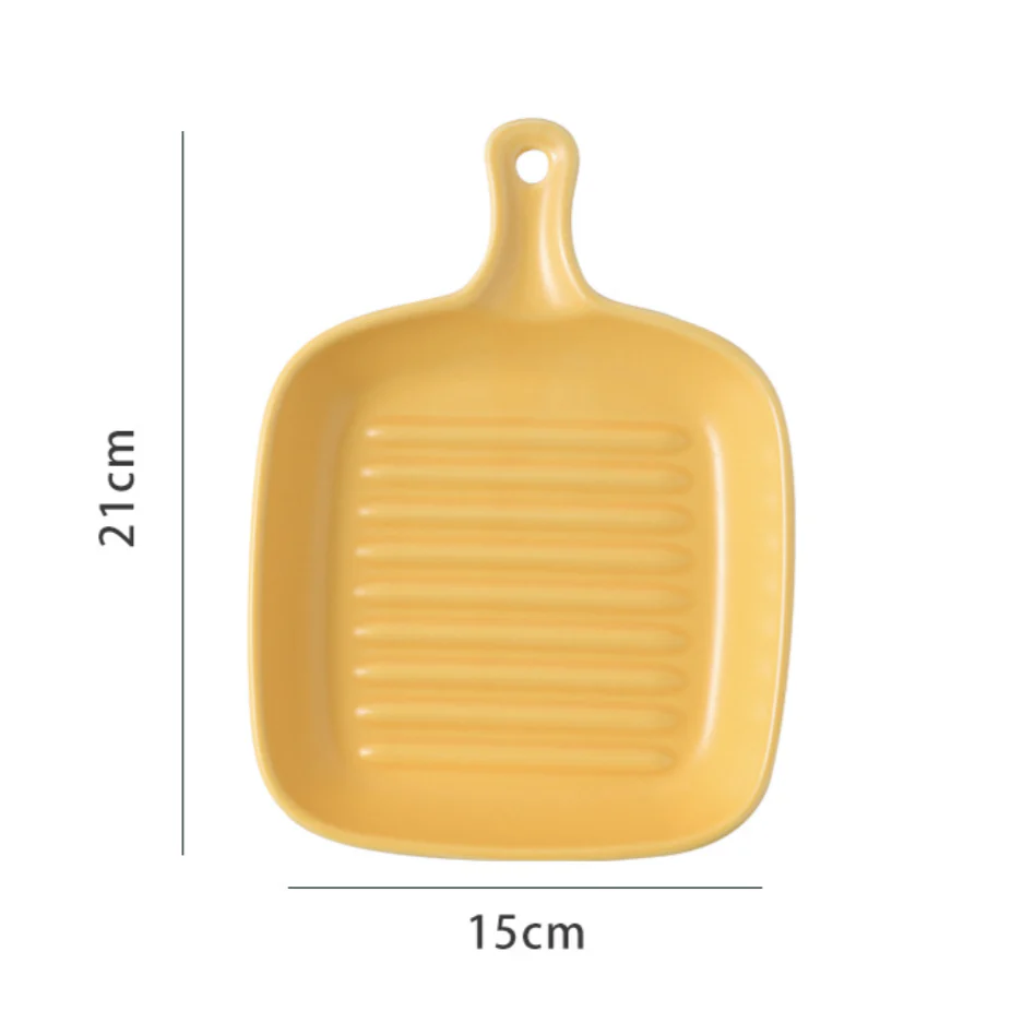 Ribbed Ceramic Baking Plate With Handle Yelllow 250 ml - Image 4