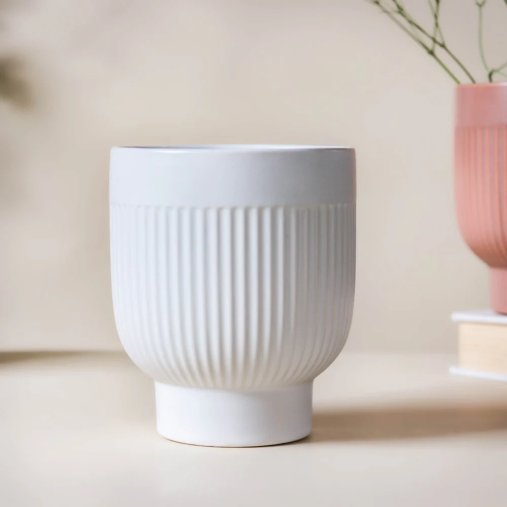 Ribbed Ceramic Vase - Image 7