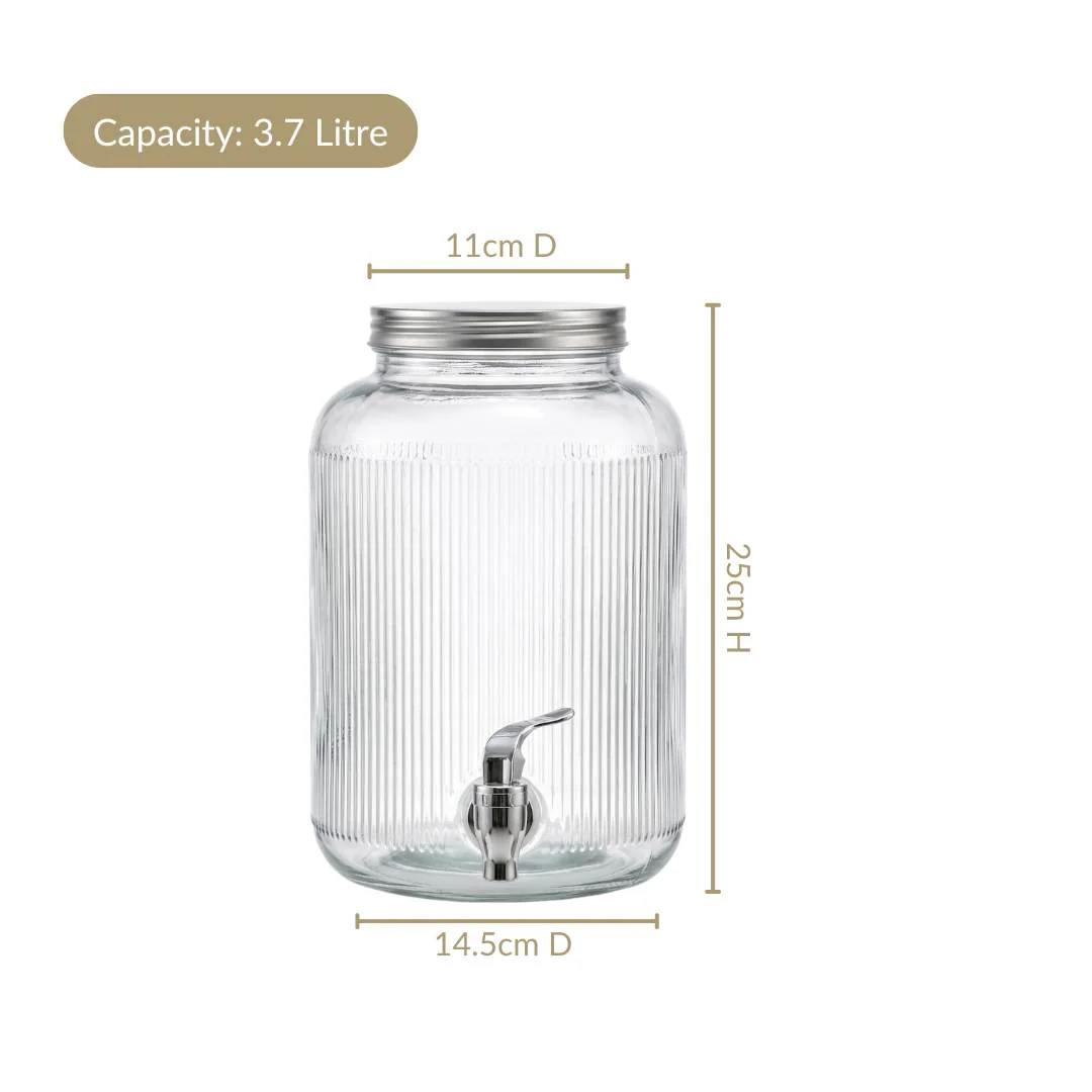 Ribbed Glass Drink Dispenser 3700ml - Image 4