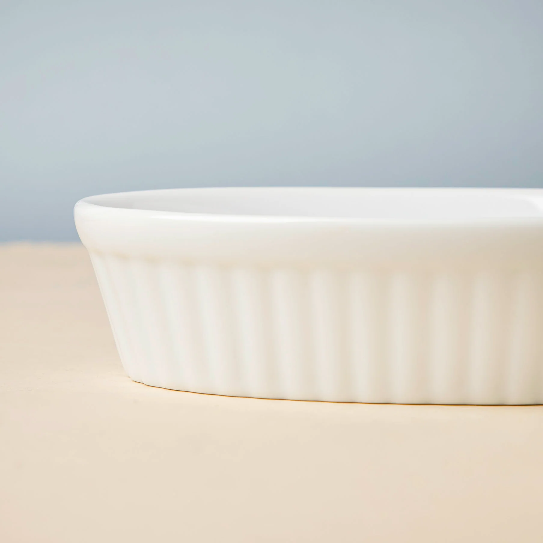 Ribbed Oval Ceramic Baking Dish White 200 ml - Image 5