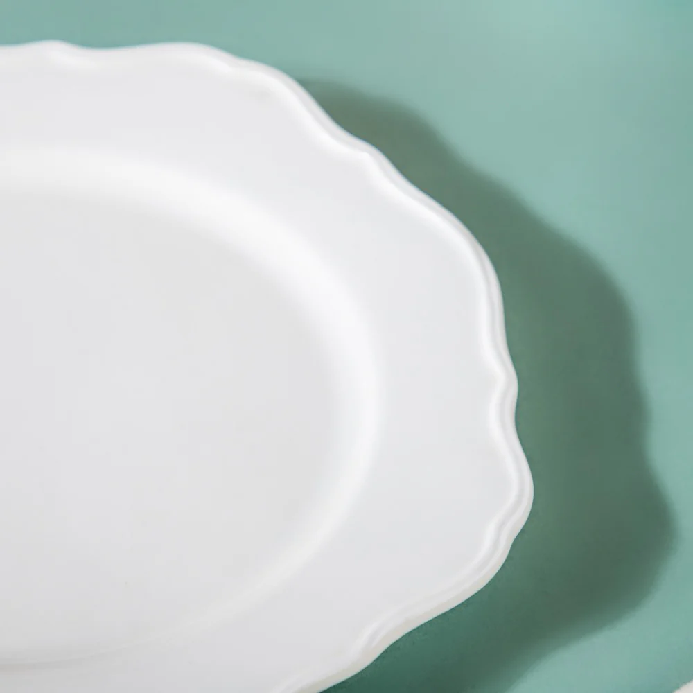 Riona Flower Ceramic Dinner Plate White 9 Inch - Image 5