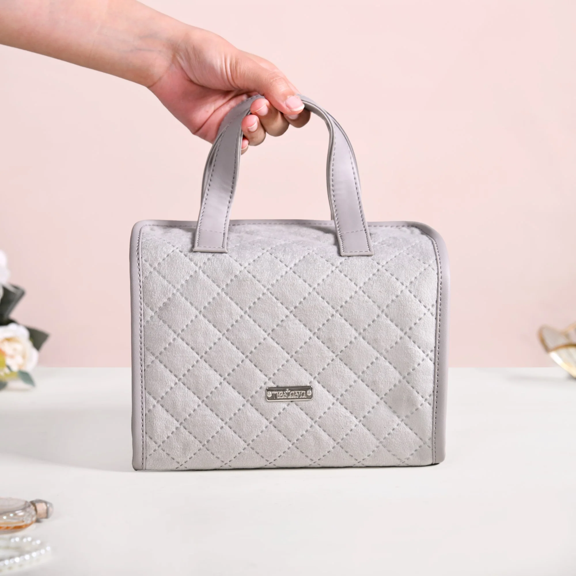 Roll Up Grey Vanity Makeup Pouch - Image 6