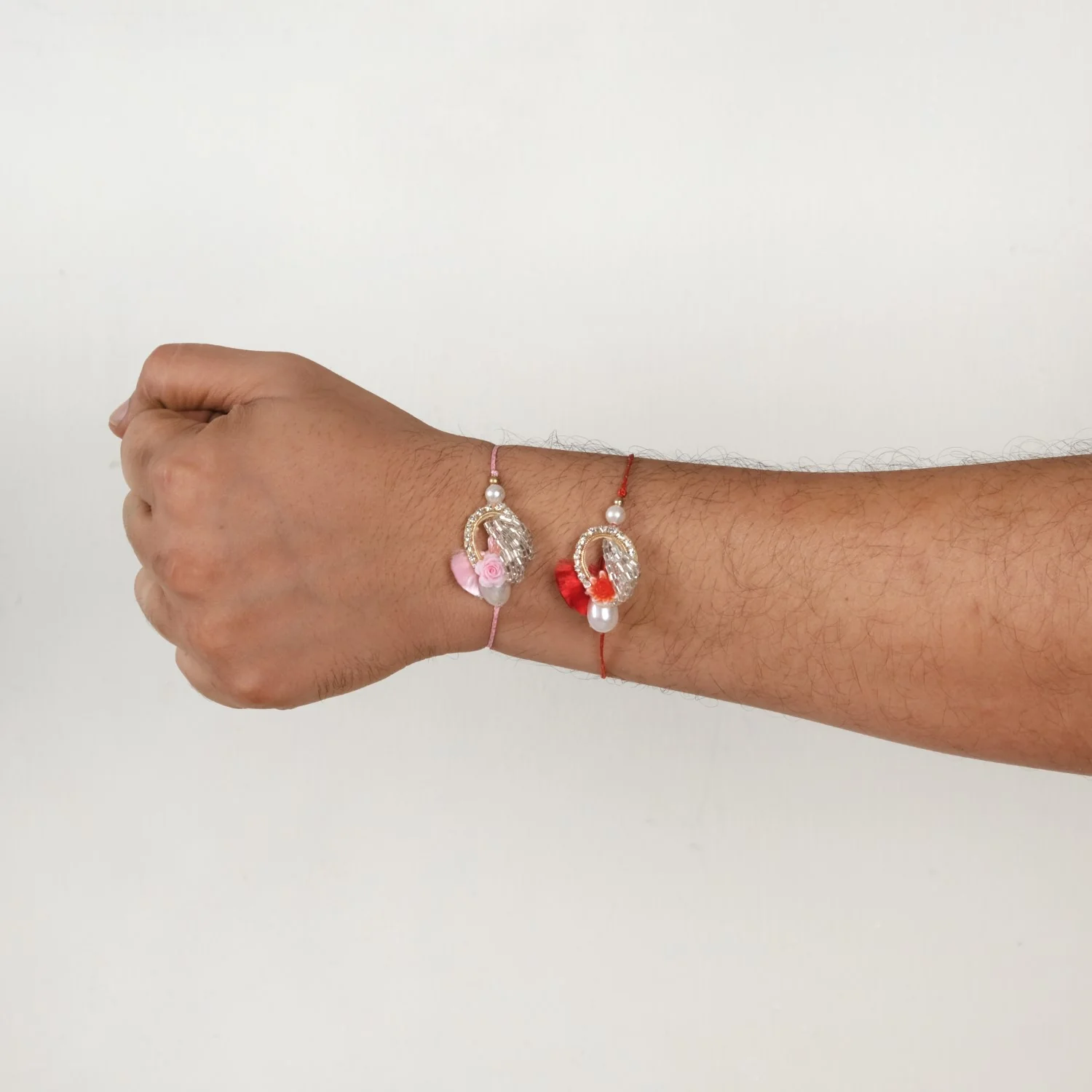 Rose and Pearl Set Of 2 Rakhi Gift Set - Image 3