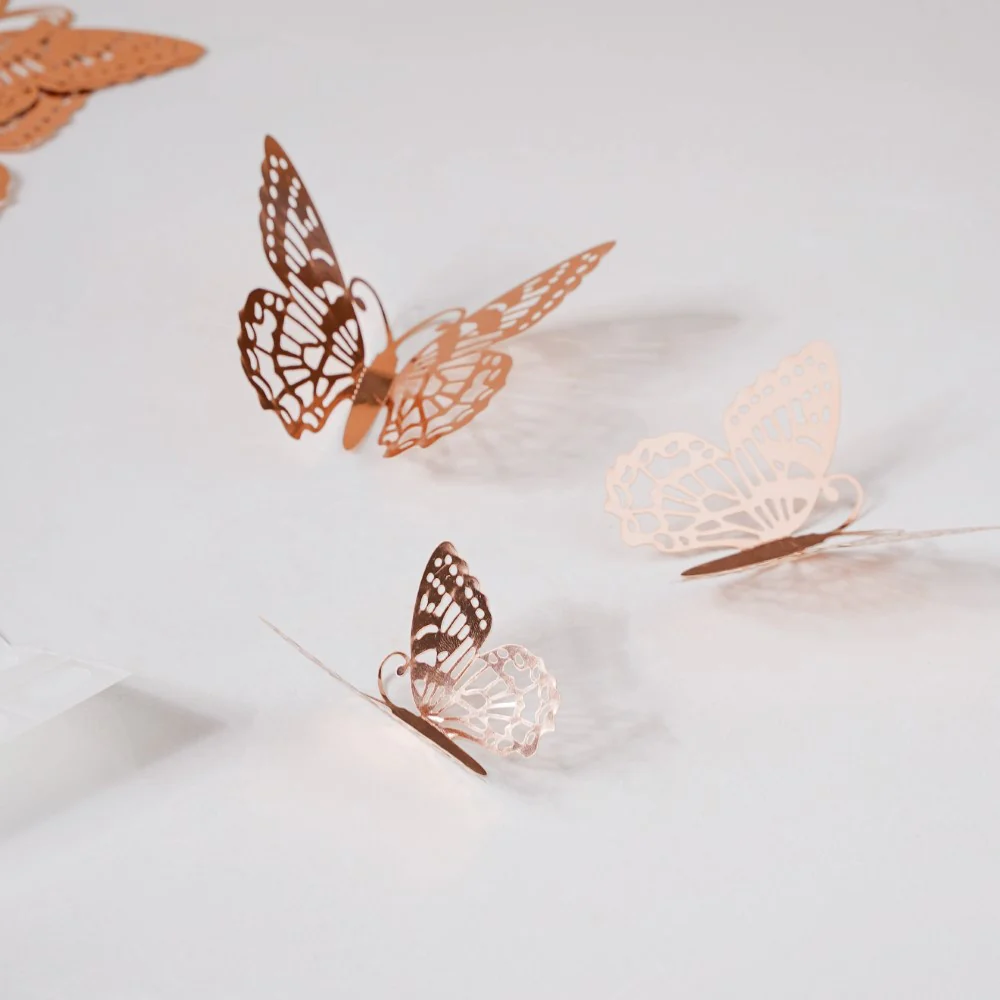 Rose Gold Butterfly 3D Wall Stickers Set Of 12 - Image 7
