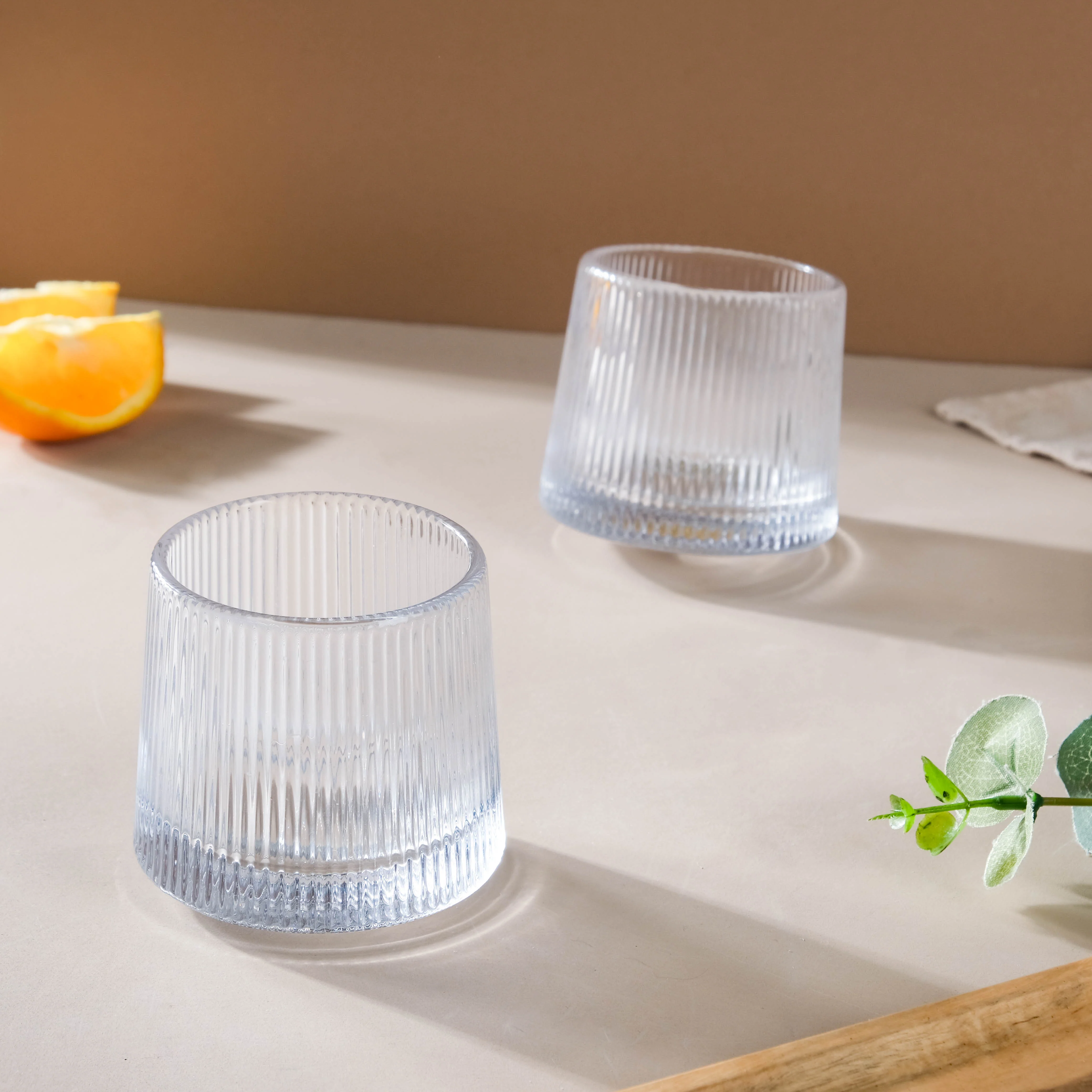 Rotating Ribbed Glass Set of 2 - Image 10