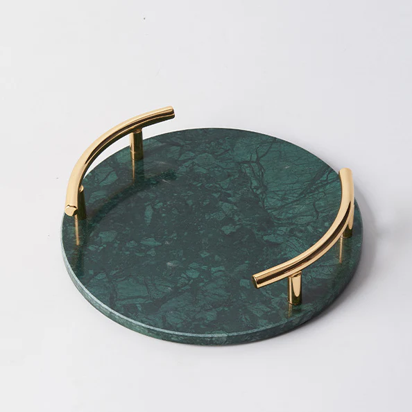 Round Marble Tray With Ring Handle - Image 7