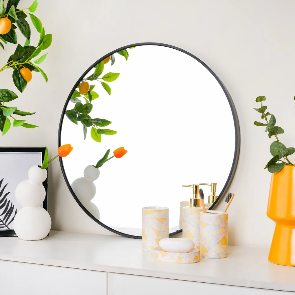 Round Wall Mirror Black 23 Inch