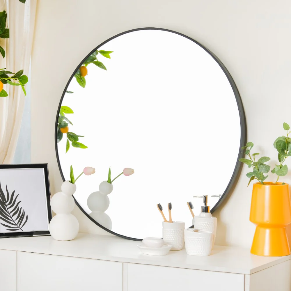 Round Mirror Black 31 Inch - Image 4