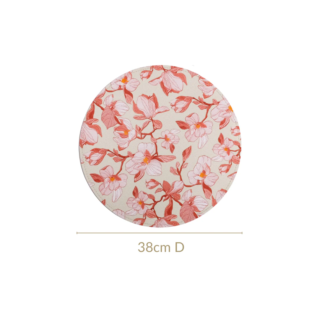Round Red Poppy Printed Placemats Set Of 6 - Image 4