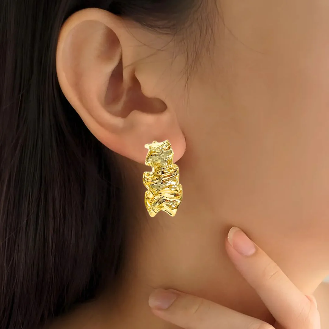 Ruched J Hoops Gold - Image 2