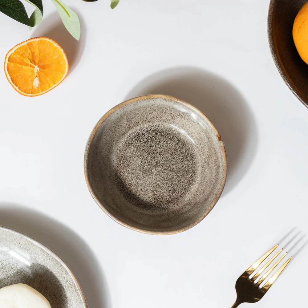 Rustic Handmade Snack Bowl Grey 150 ml - Image 4