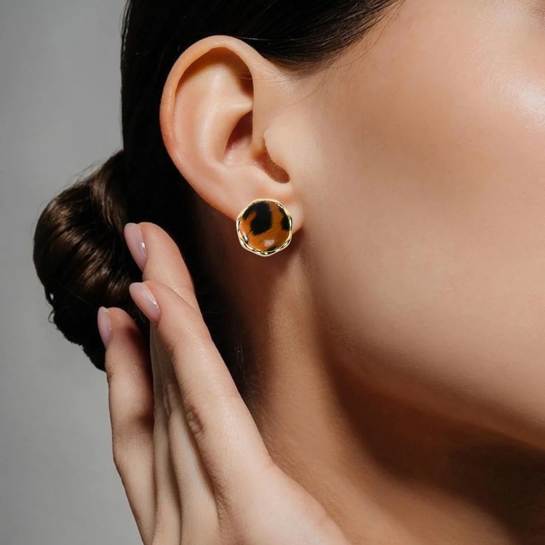 Safari Animal Print Brown Studs - Image 2