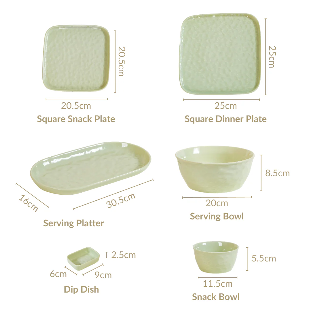 Sage Green Textured 27-Piece Dinner Set For 6 - Image 10