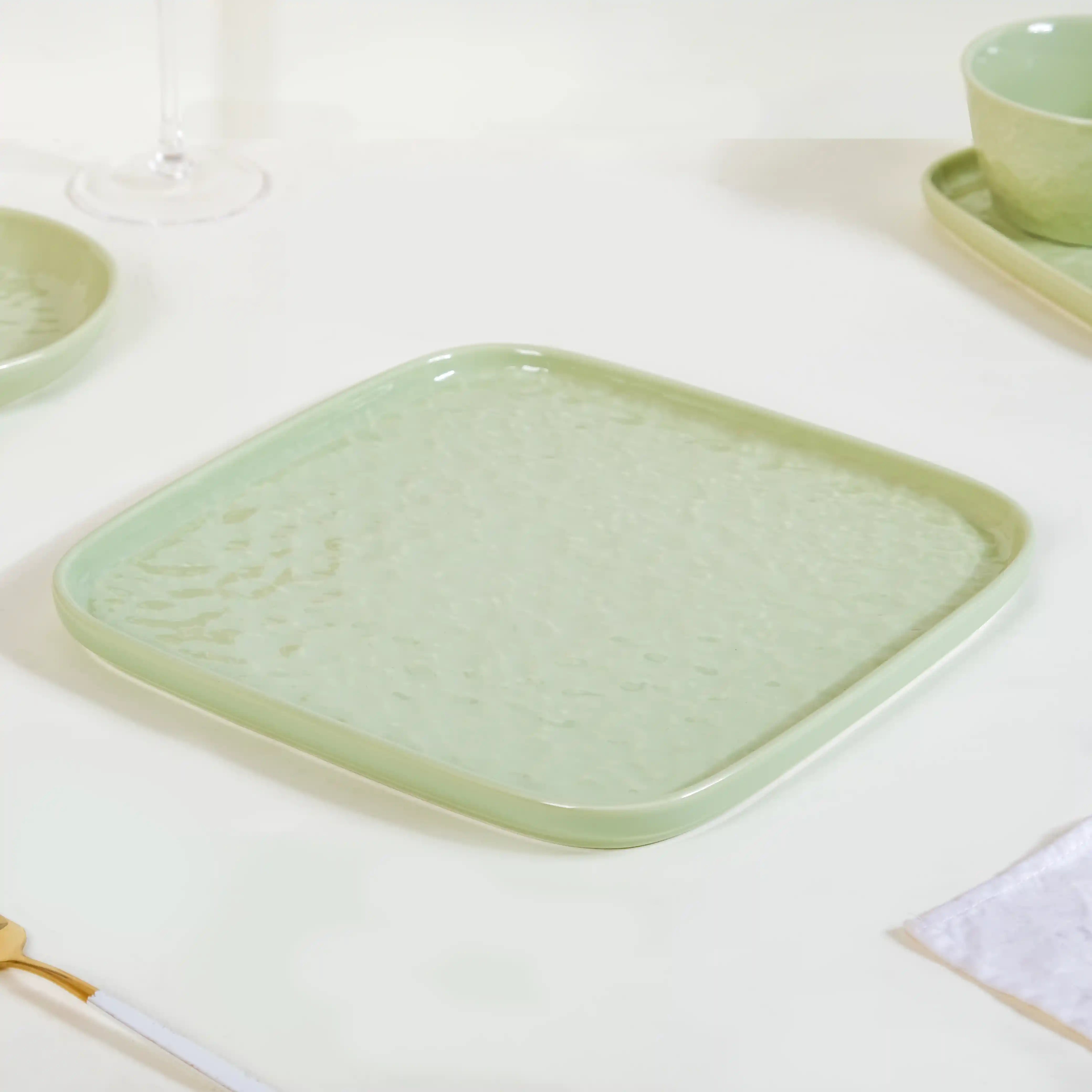 Sage Green Textured 27-Piece Dinner Set For 6 - Image 11