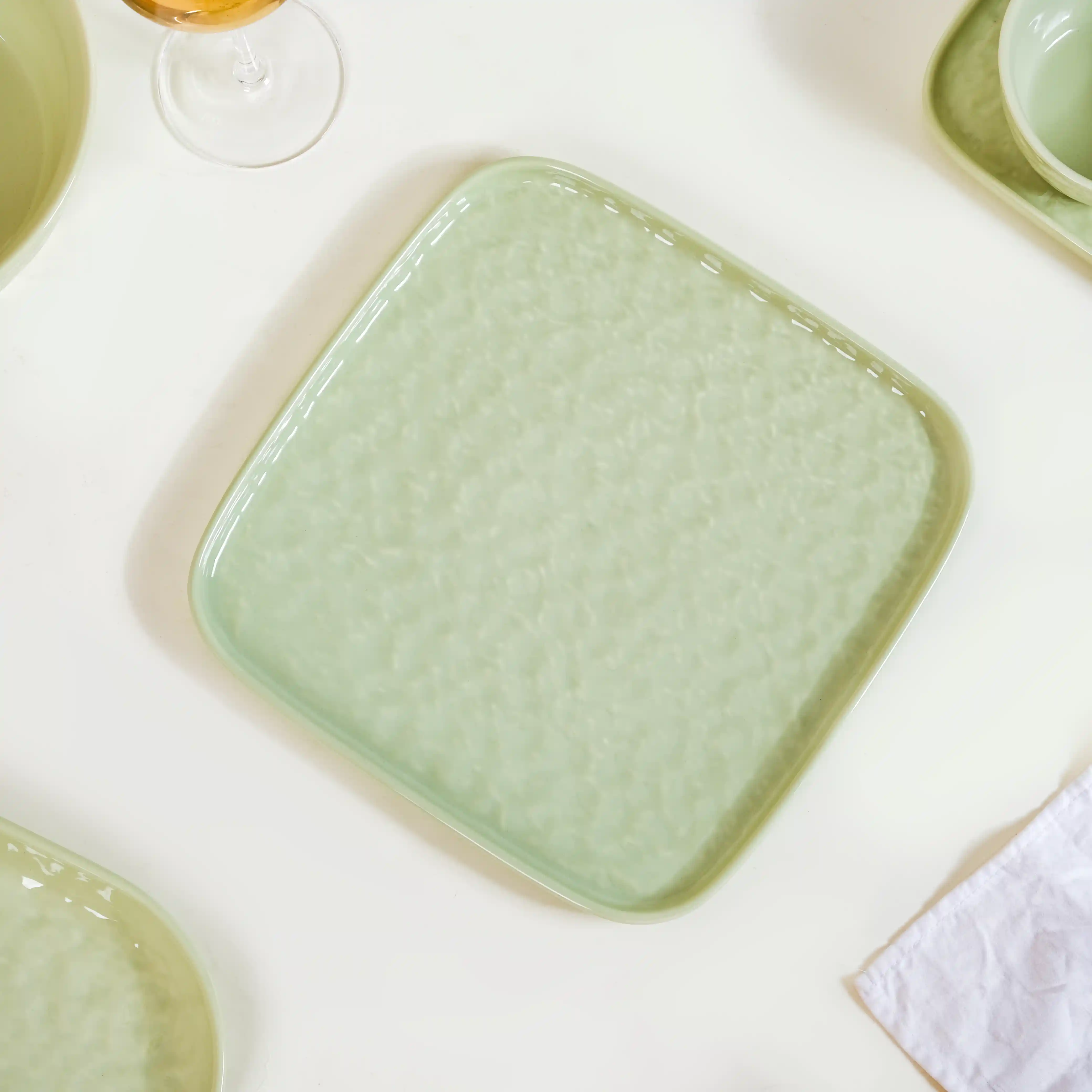 Sage Green Textured 27-Piece Dinner Set For 6 - Image 17