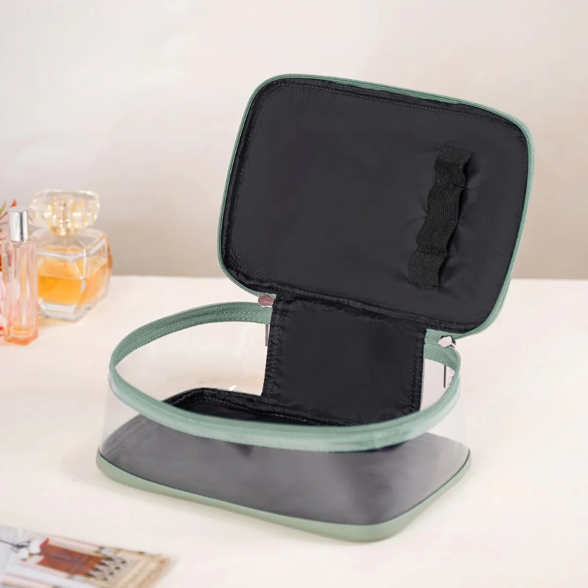 Sage Green Trendy Makeup Bag For Women - Image 7