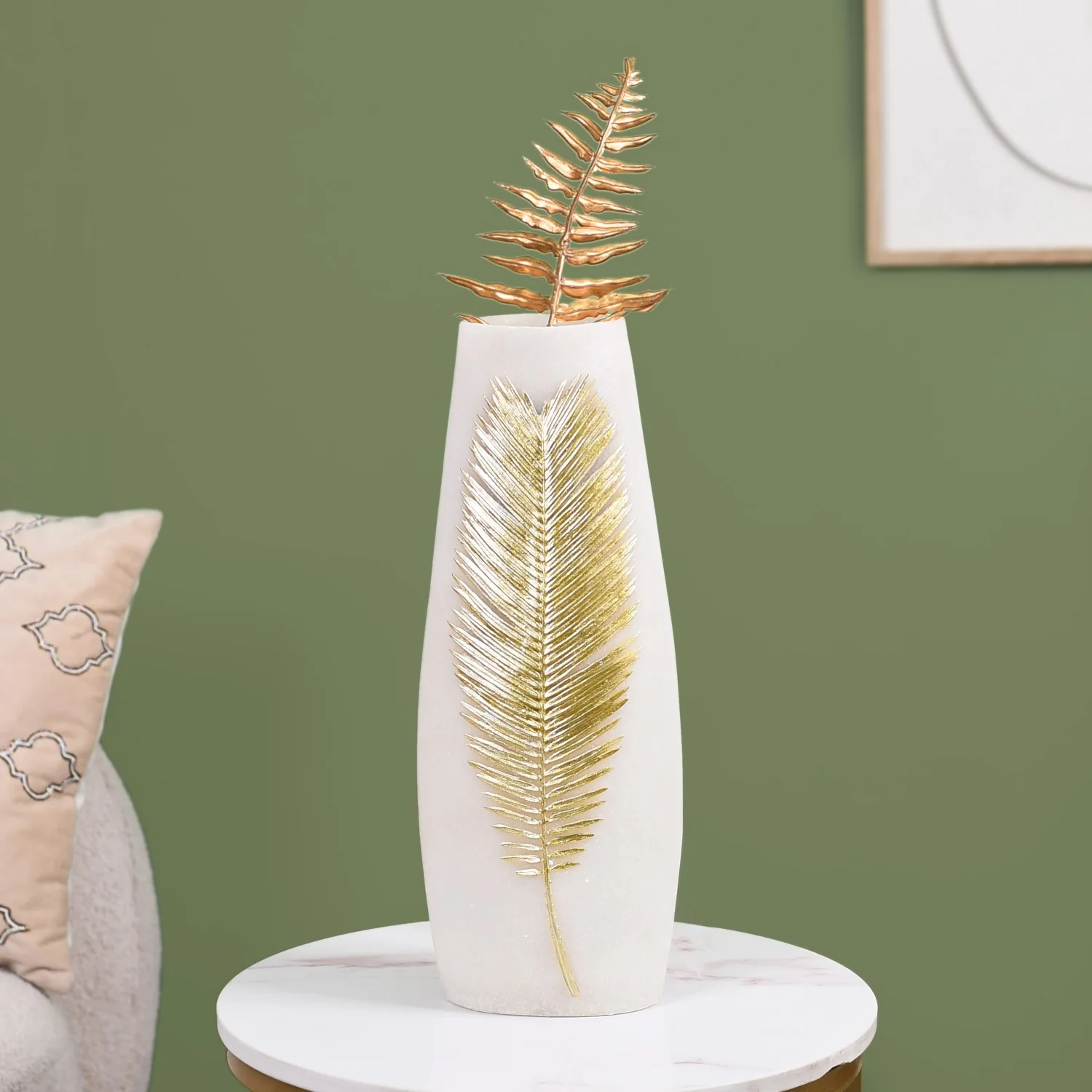 Sago Palm Leaf Imprint Floor Vase - Image 6