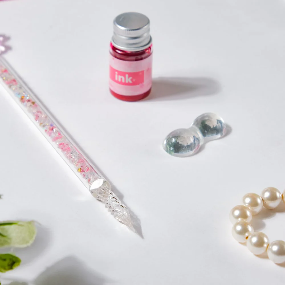 Sakura Glass Calligraphy Pen With Ink Bottle - Image 5