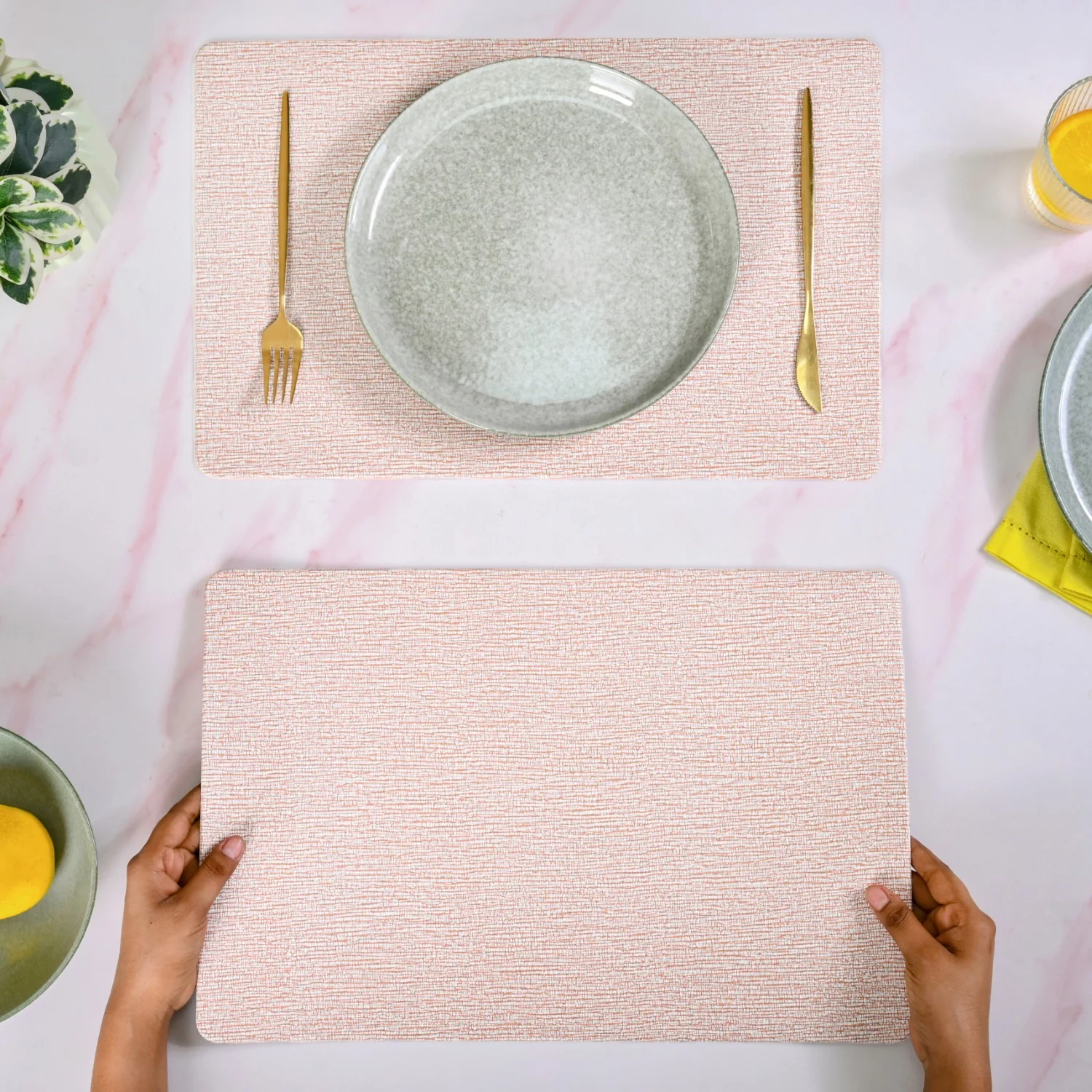 Sand Hue Textured Placemat Set Of 6 - Image 2