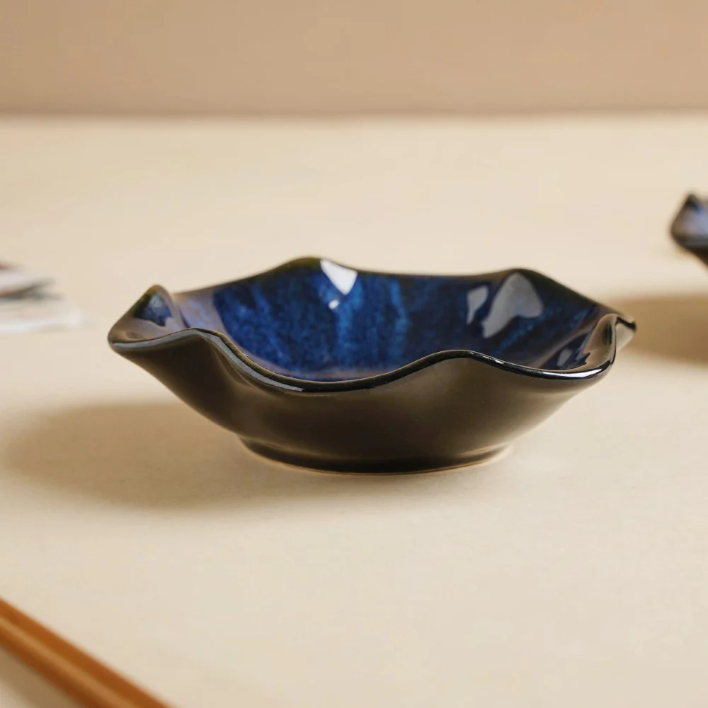 Sapphire Wavy Ceramic Dip Bowl Blue Set Of 2 - Image 6